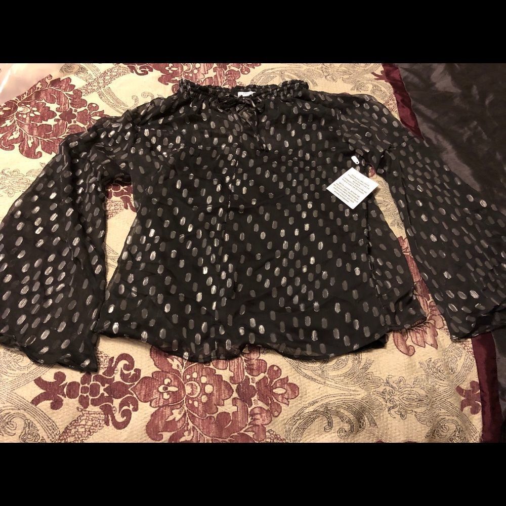 A long sleeve dressy top with tank top inside.